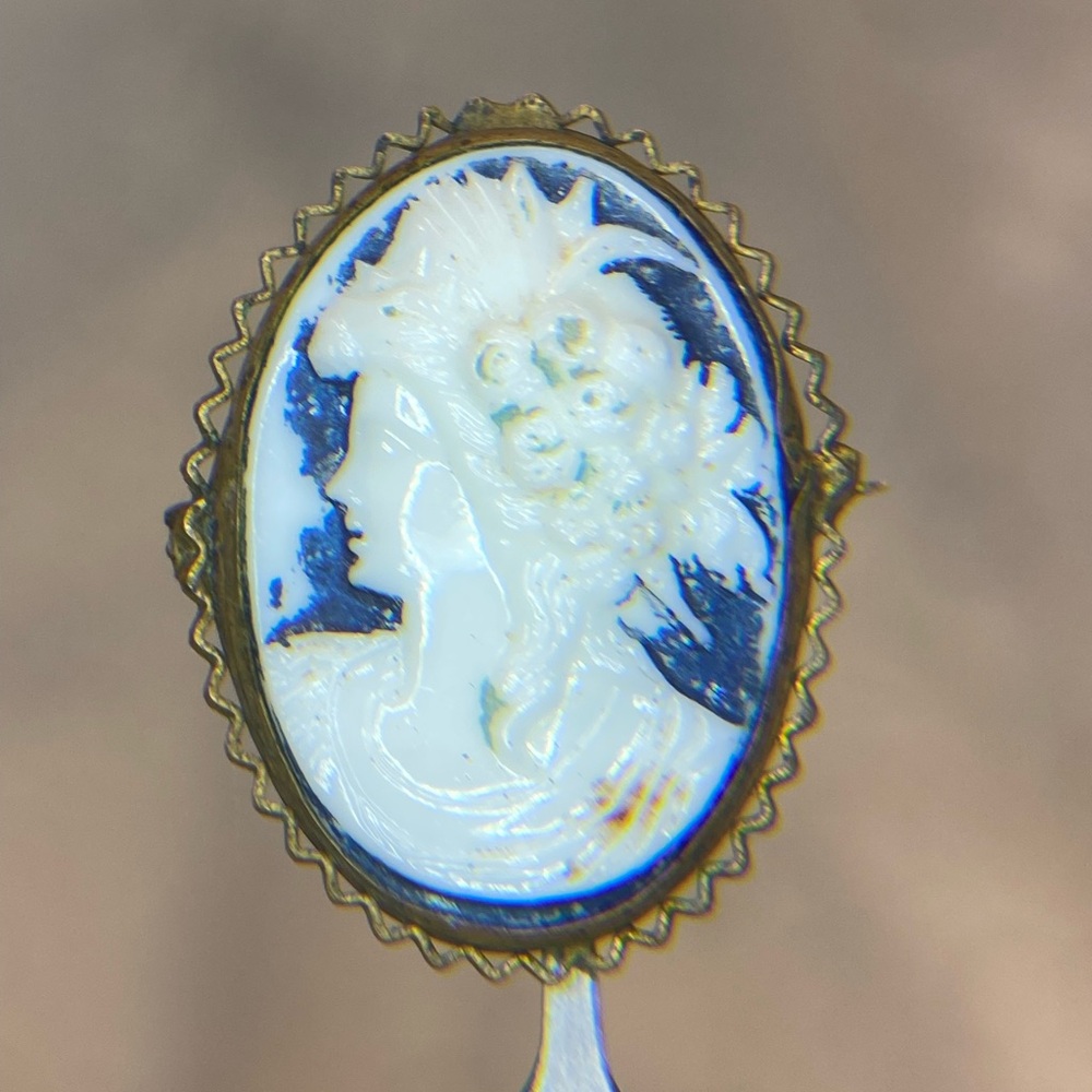 Vintage Antique Czechoslovakian Left Facing Cameo Pre-1920’s C clasp Czech Glass